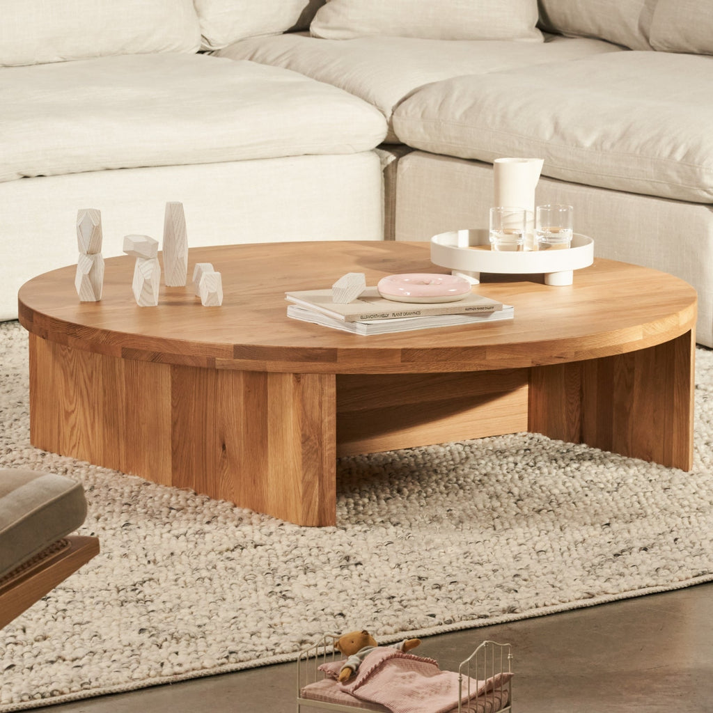 Table basse ronde Field, chêne