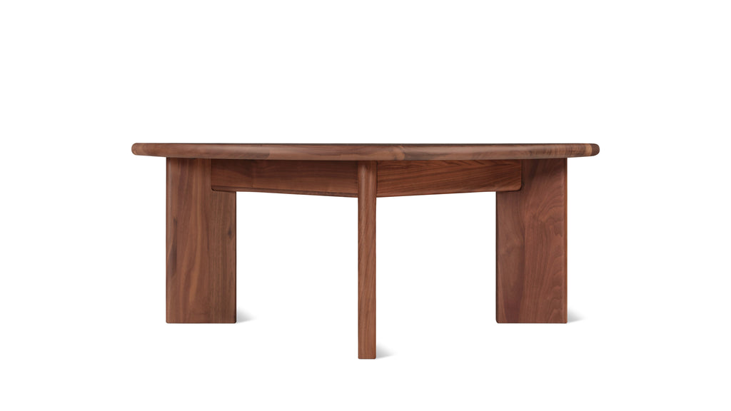 Table basse ronde à cadre, modèle standard, noyer