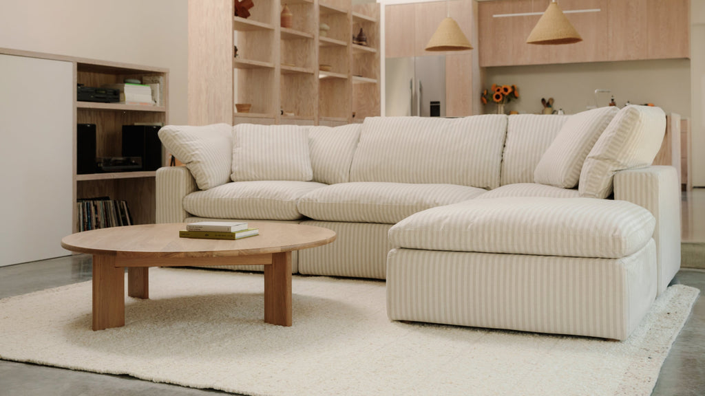 Table basse ronde à cadre, grande, chêne