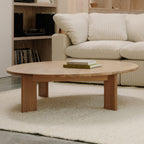 Table basse ronde à cadre, grande, chêne