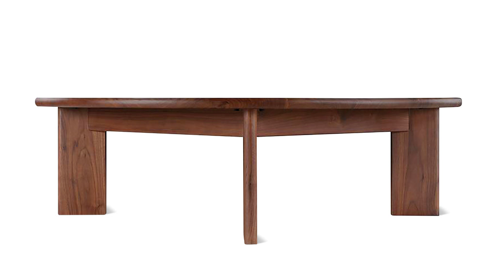 Table basse ronde à cadre, grand modèle, noyer