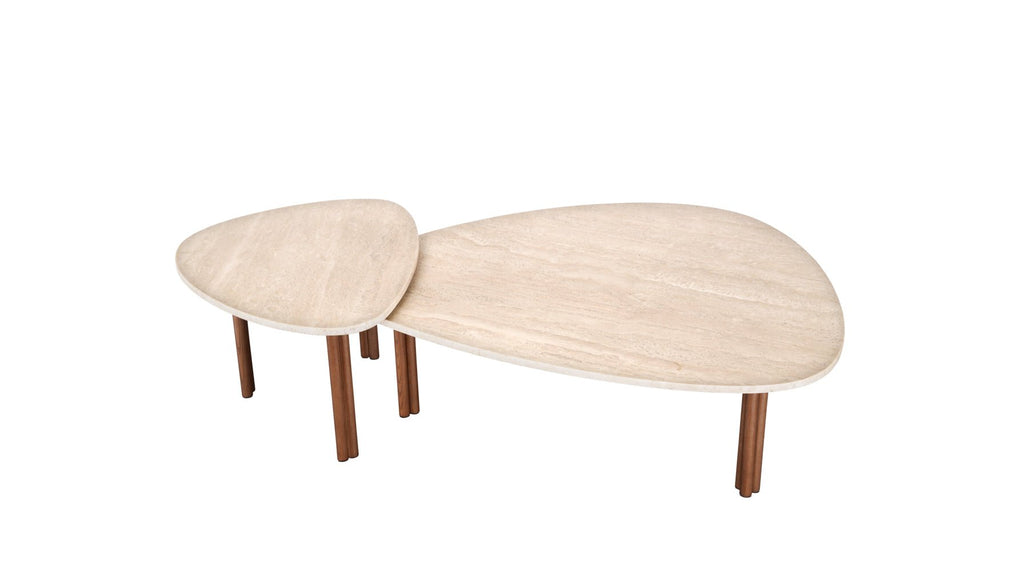 Table basse Better Together, travertin/noyer teinté
