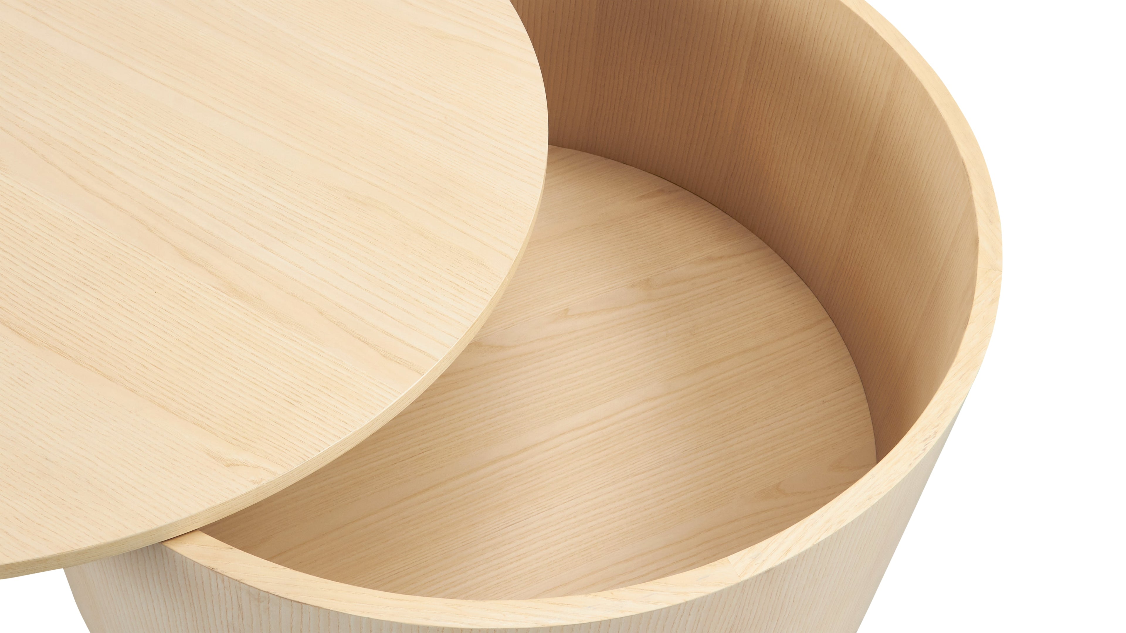 Table basse de rangement Orbit, frêne blanc