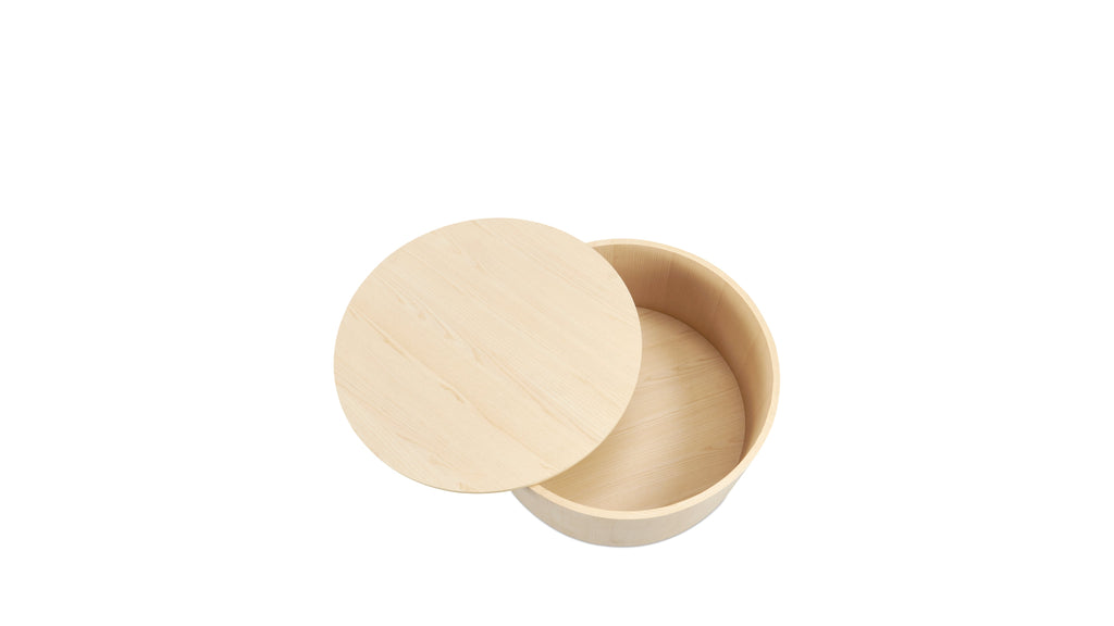 Table basse de rangement Orbit, frêne blanc