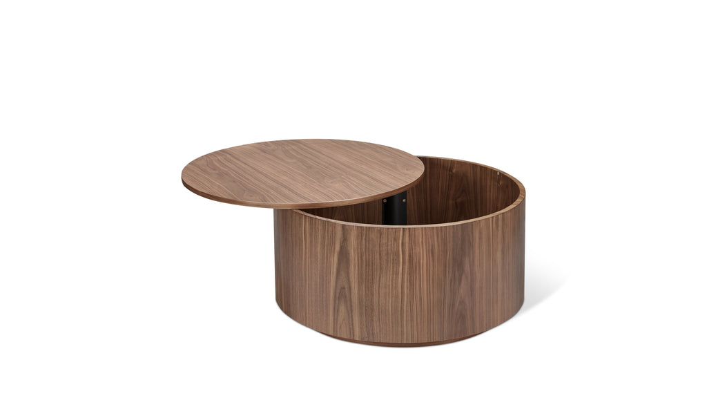 Table basse de rangement Orbit, noyer
