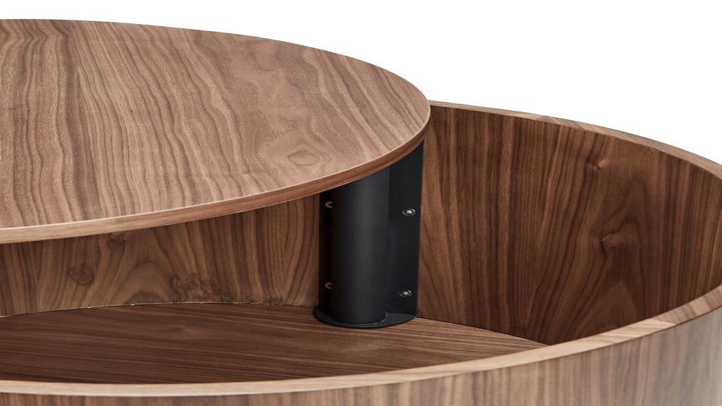 Table basse de rangement Orbit, noyer