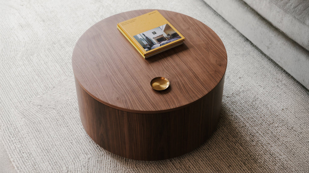 Table basse de rangement Orbit, noyer