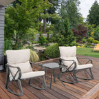 Ensemble de 3 chaises à bascule d'extérieur COSIEST avec table d'appoint