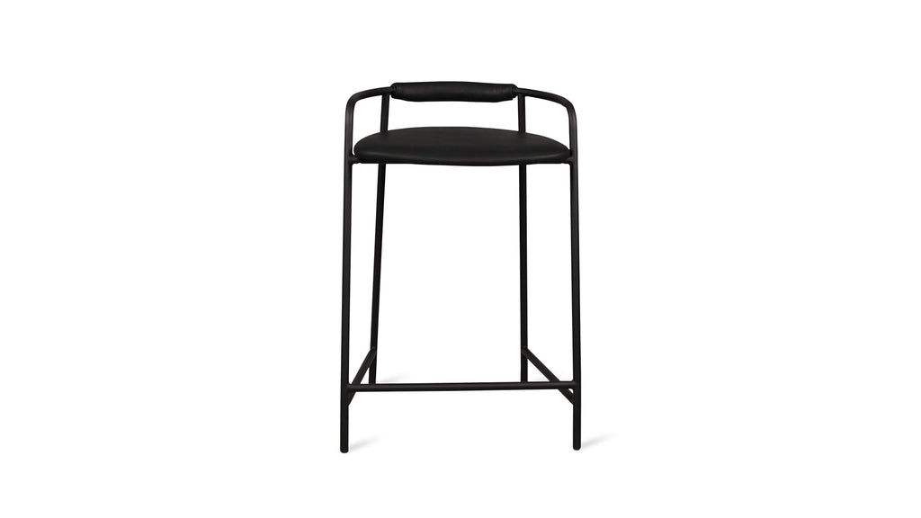 Tabouret de comptoir Slow Mornings, cuir anthracite/métal noir