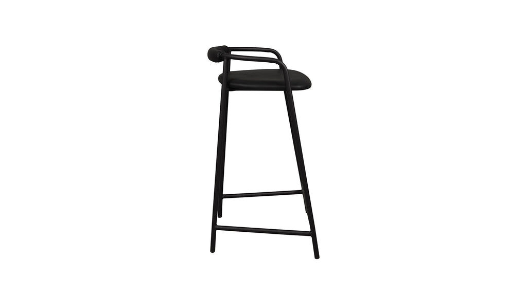 Tabouret de comptoir Slow Mornings, cuir anthracite/métal noir