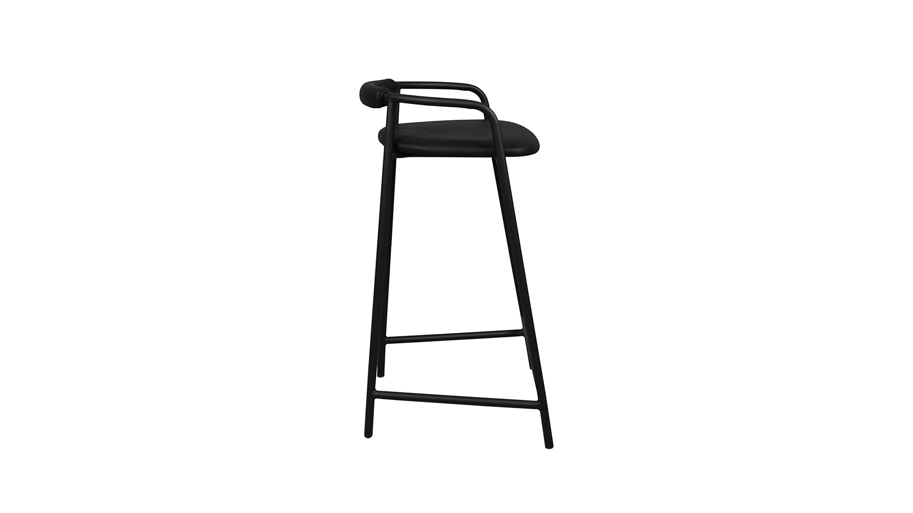 Tabouret de comptoir Slow Mornings, cuir anthracite/métal noir