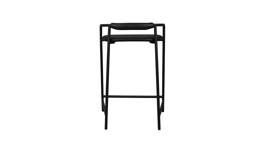 Tabouret de comptoir Slow Mornings, cuir anthracite/métal noir