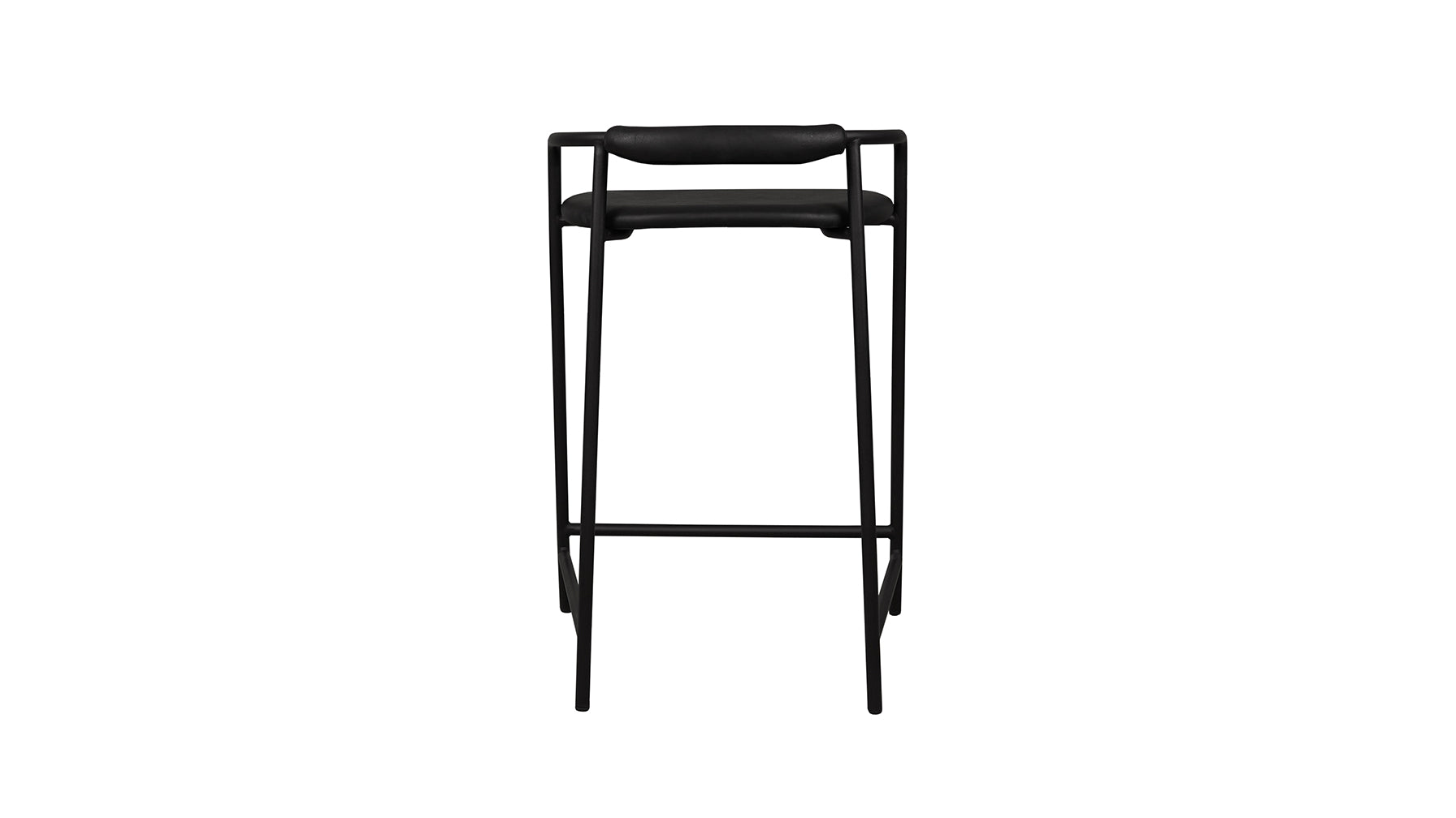 Tabouret de comptoir Slow Mornings, cuir anthracite/métal noir