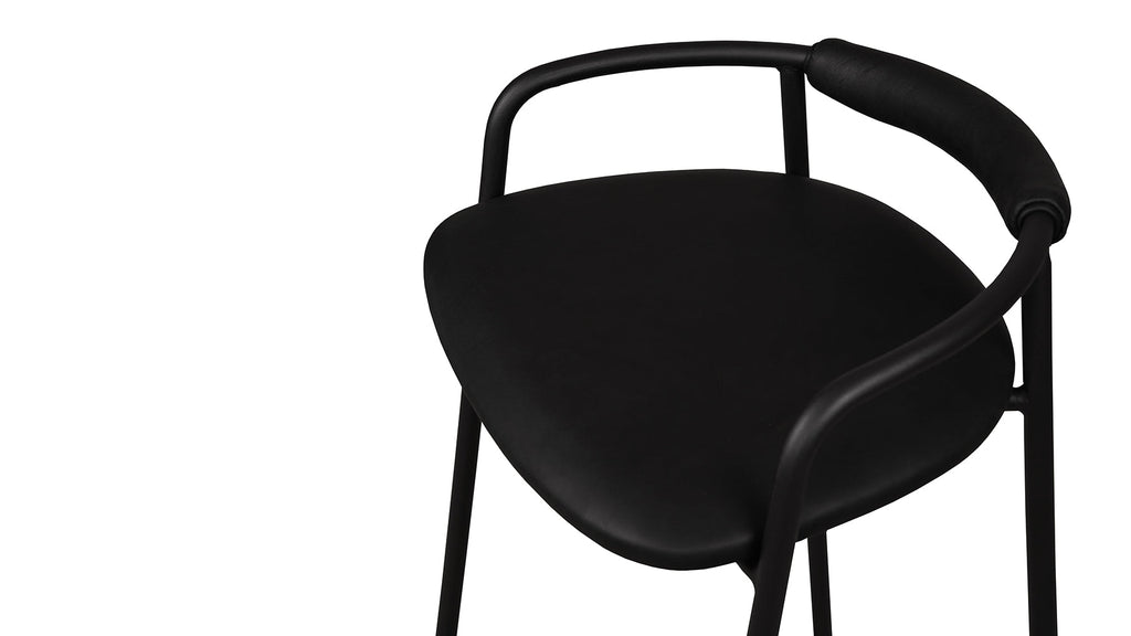 Tabouret de comptoir Slow Mornings, cuir anthracite/métal noir