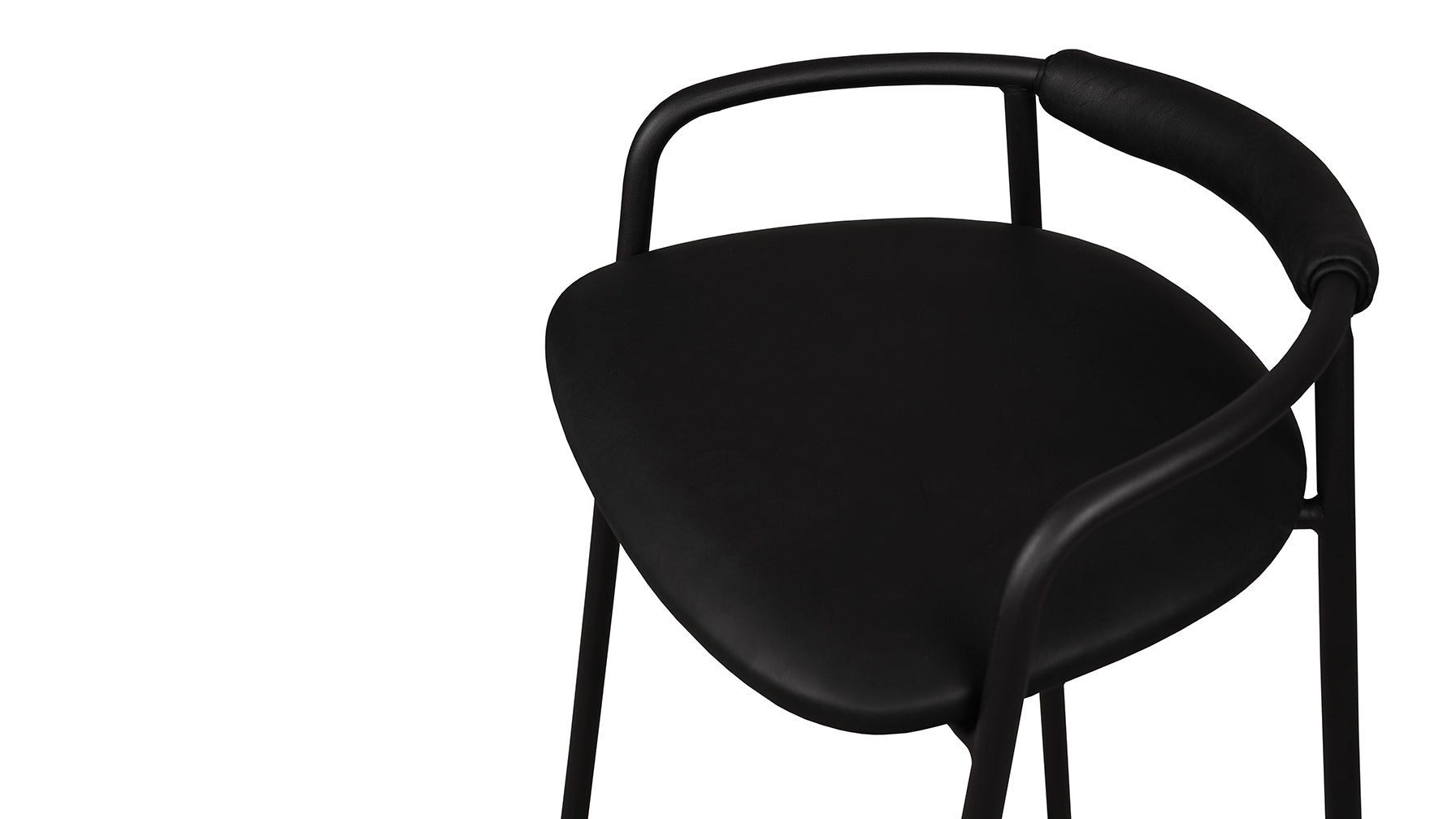 Tabouret de comptoir Slow Mornings, cuir anthracite/métal noir