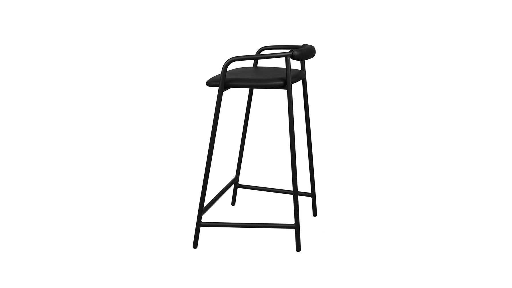 Tabouret de comptoir Slow Mornings, cuir anthracite/métal noir