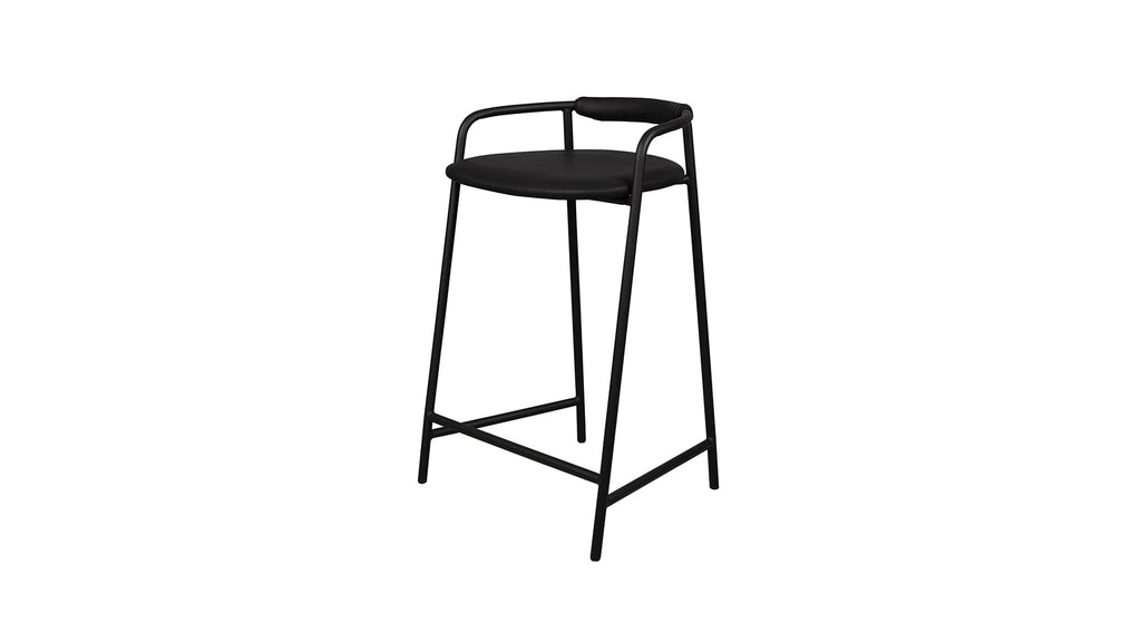 Tabouret de comptoir Slow Mornings, cuir anthracite/métal noir