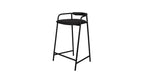 Tabouret de comptoir Slow Mornings, cuir anthracite/métal noir