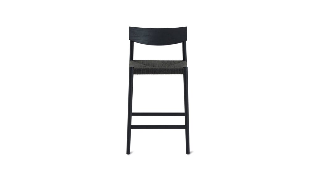 Tabouret de bar pour convives, chêne noir/assise en corde de papier noire