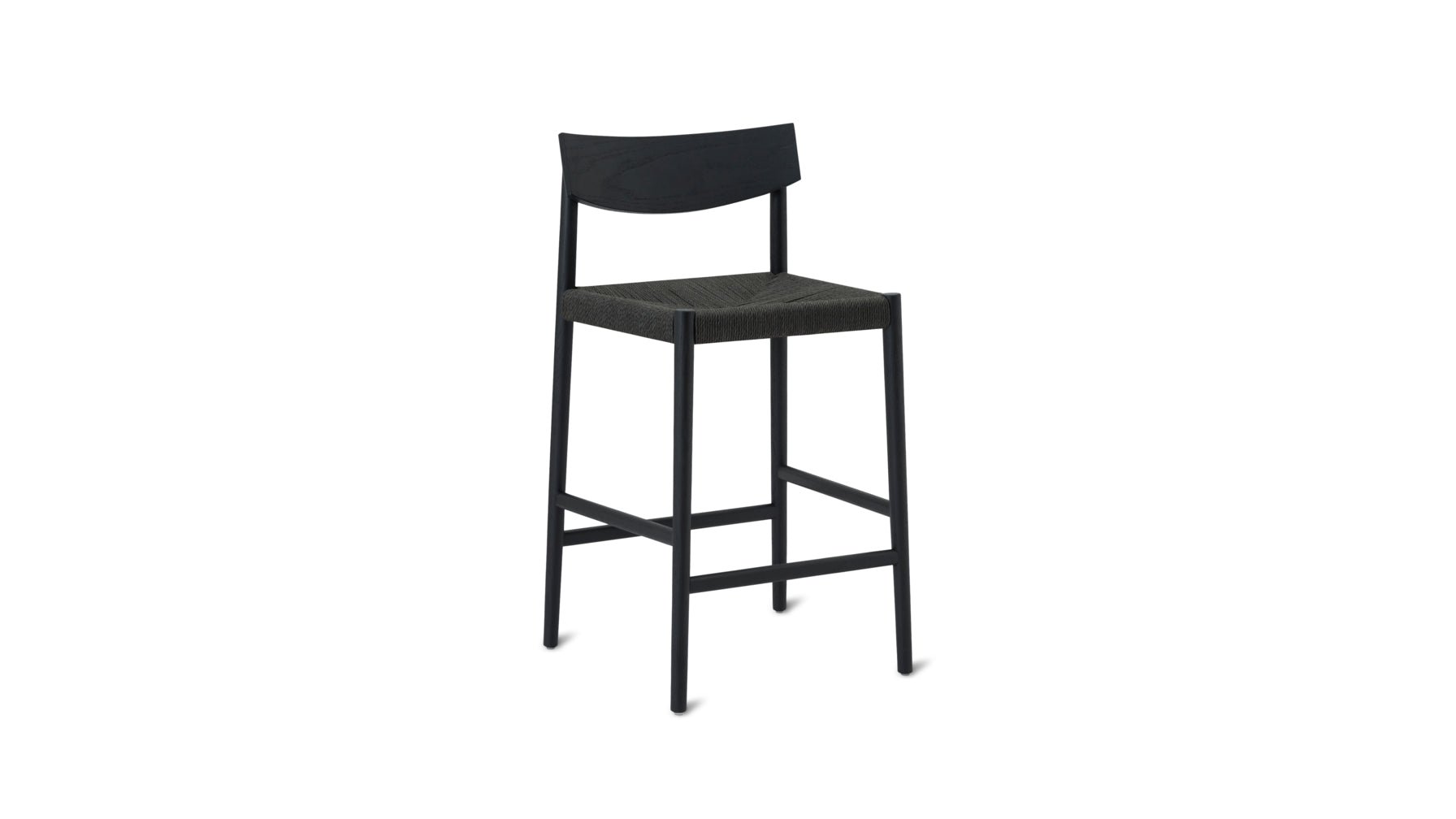 Tabouret de bar pour convives, chêne noir/assise en corde de papier noire