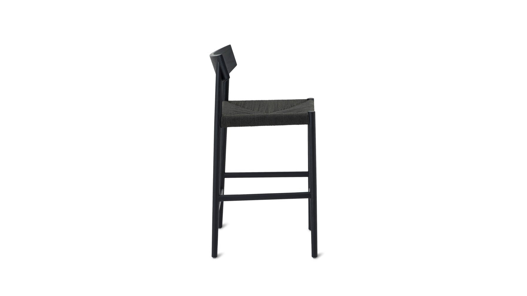 Tabouret de bar pour convives, chêne noir/assise en corde de papier noire