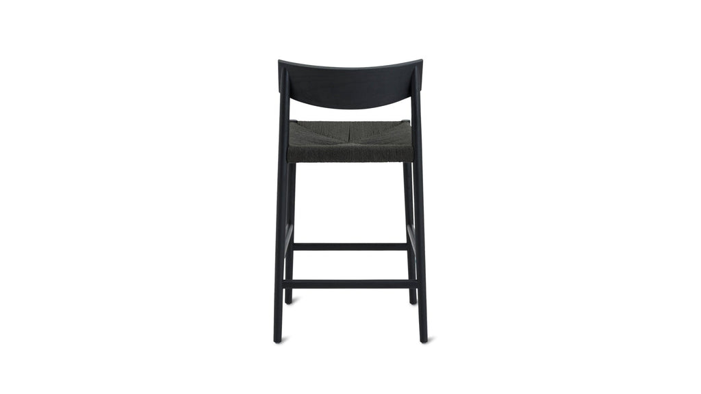 Tabouret de bar pour convives, chêne noir/assise en corde de papier noire