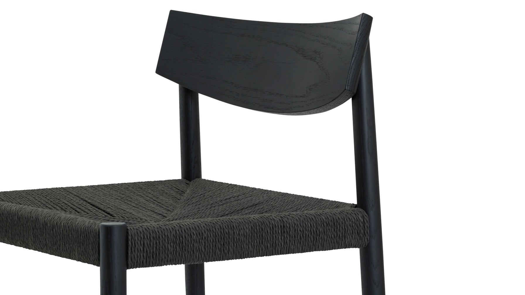 Tabouret de bar pour convives, chêne noir/assise en corde de papier noire