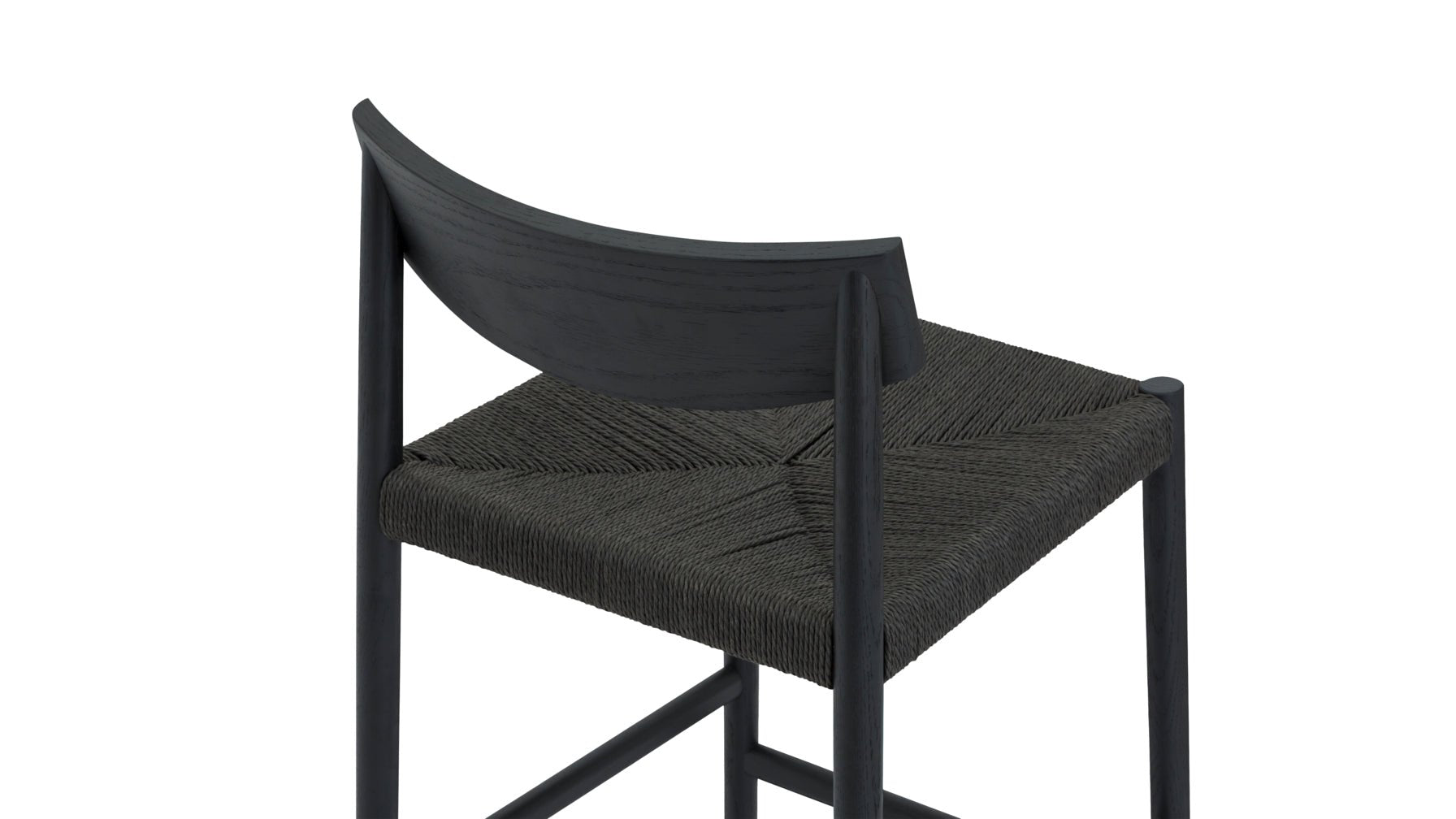 Tabouret de bar pour convives, chêne noir/assise en corde de papier noire