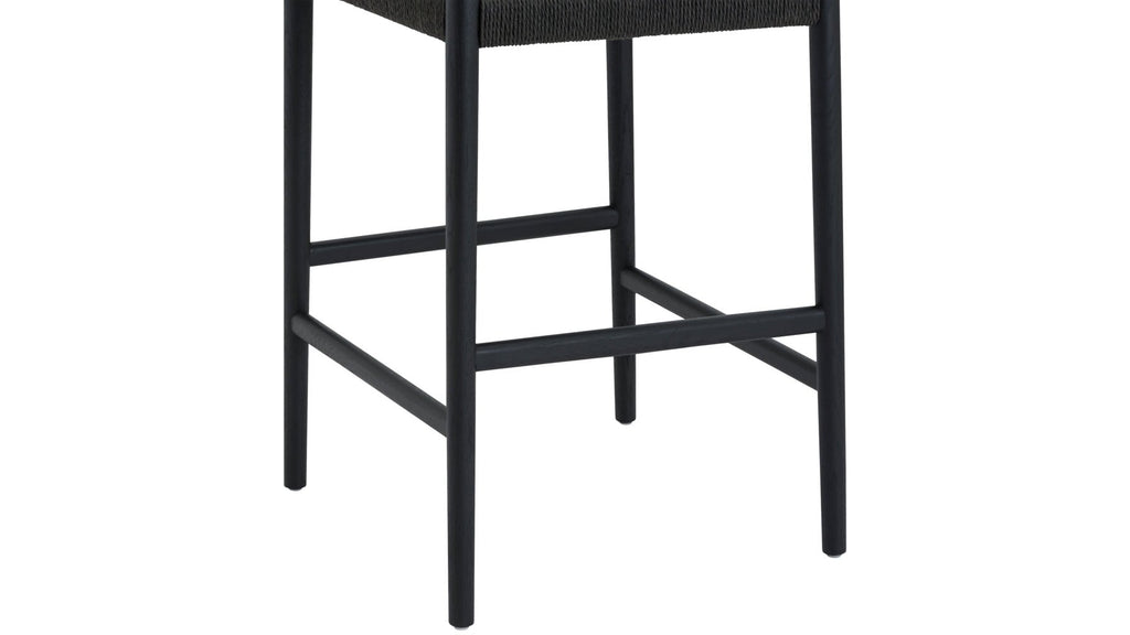 Tabouret de bar pour convives, chêne noir/assise en corde de papier noire