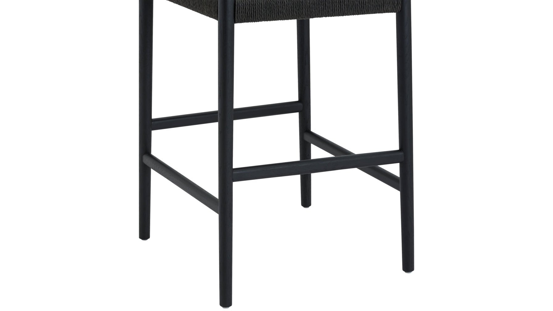 Tabouret de bar pour convives, chêne noir/assise en corde de papier noire