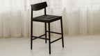 Tabouret de bar pour convives, chêne noir/assise en corde de papier noire