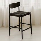 Tabouret de bar pour convives, chêne noir/assise en corde de papier noire