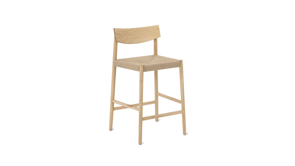Tabouret de bar pour convives, chêne blanc/assise en corde de papier naturelle