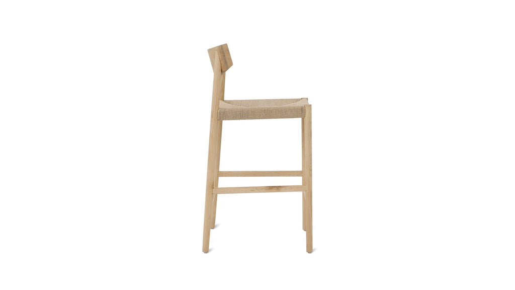 Tabouret de bar pour convives, chêne blanc/assise en corde de papier naturelle