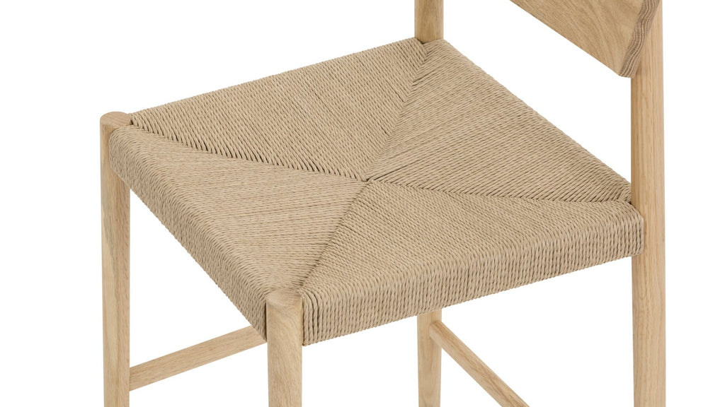 Tabouret de bar pour convives, chêne blanc/assise en corde de papier naturelle
