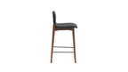 Tabouret de bar pour repas, noyer/cuir noir