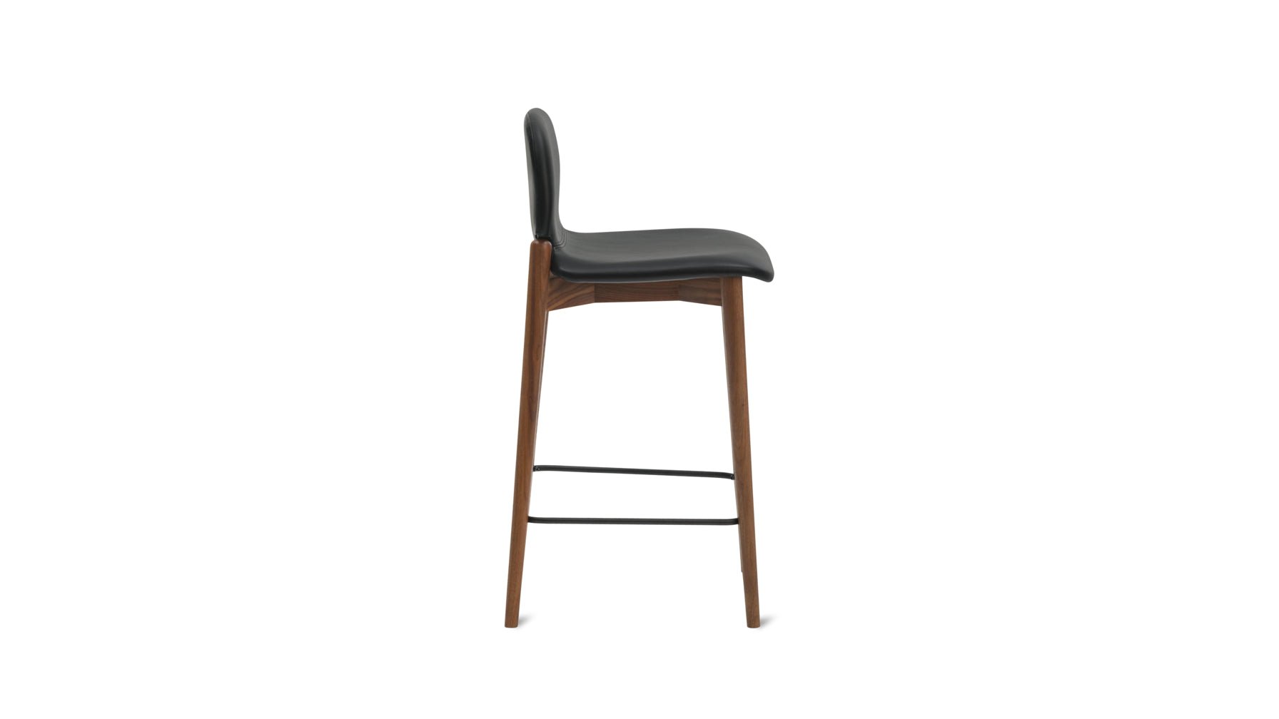 Tabouret de bar pour repas, noyer/cuir noir