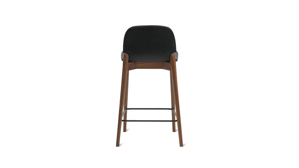 Tabouret de bar pour repas, noyer/cuir noir