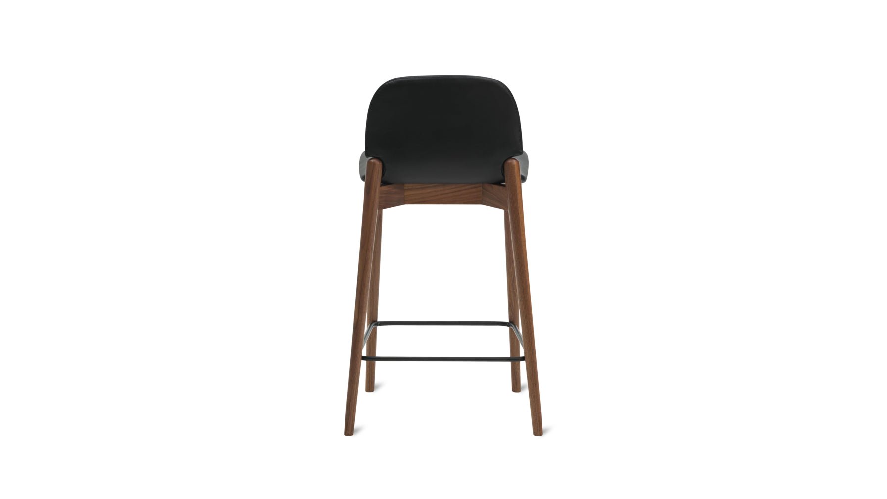 Tabouret de bar pour repas, noyer/cuir noir