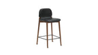 Tabouret de bar pour repas, noyer/cuir noir