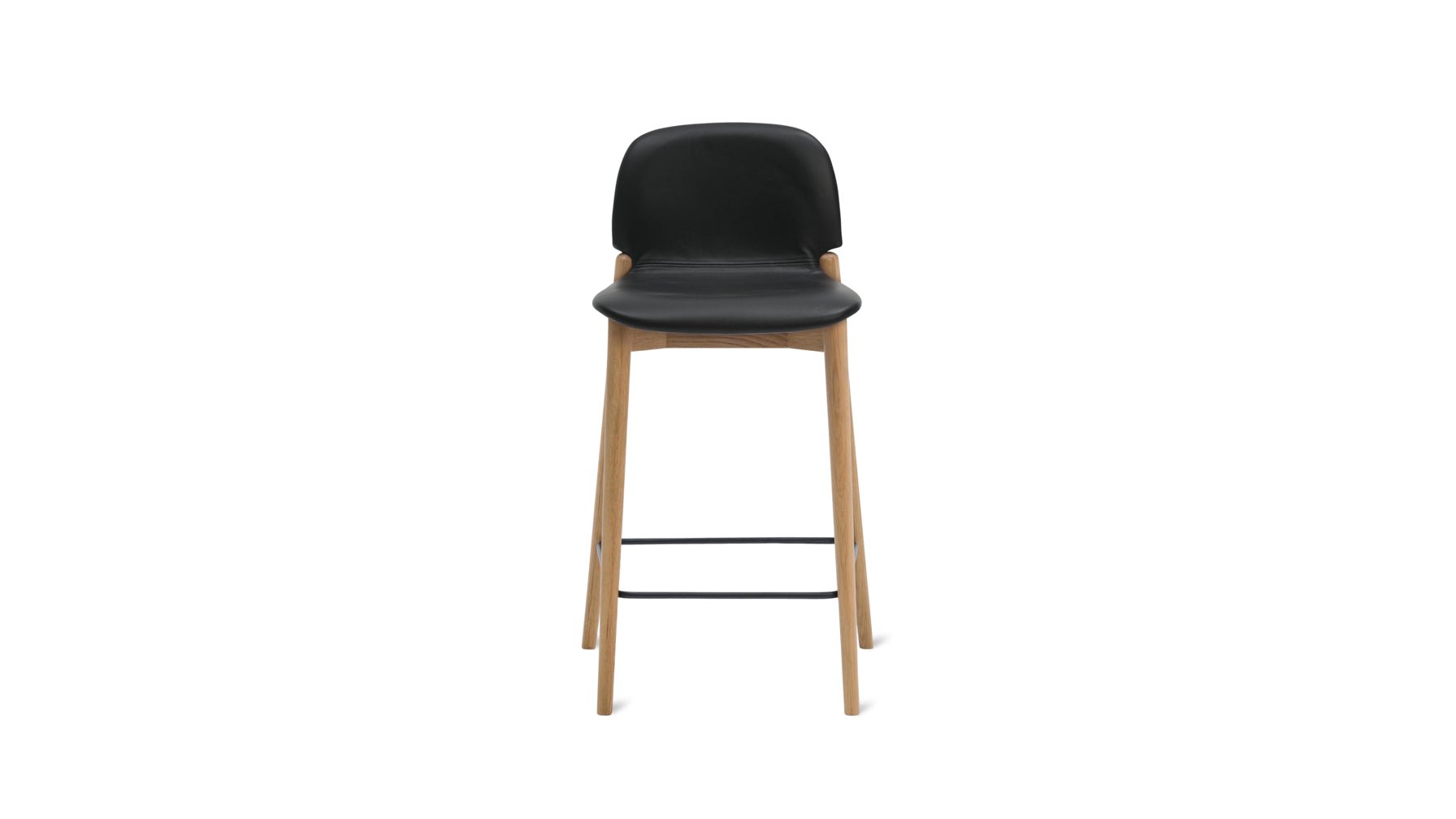 Tabouret de bar pour repas, chêne/cuir noir