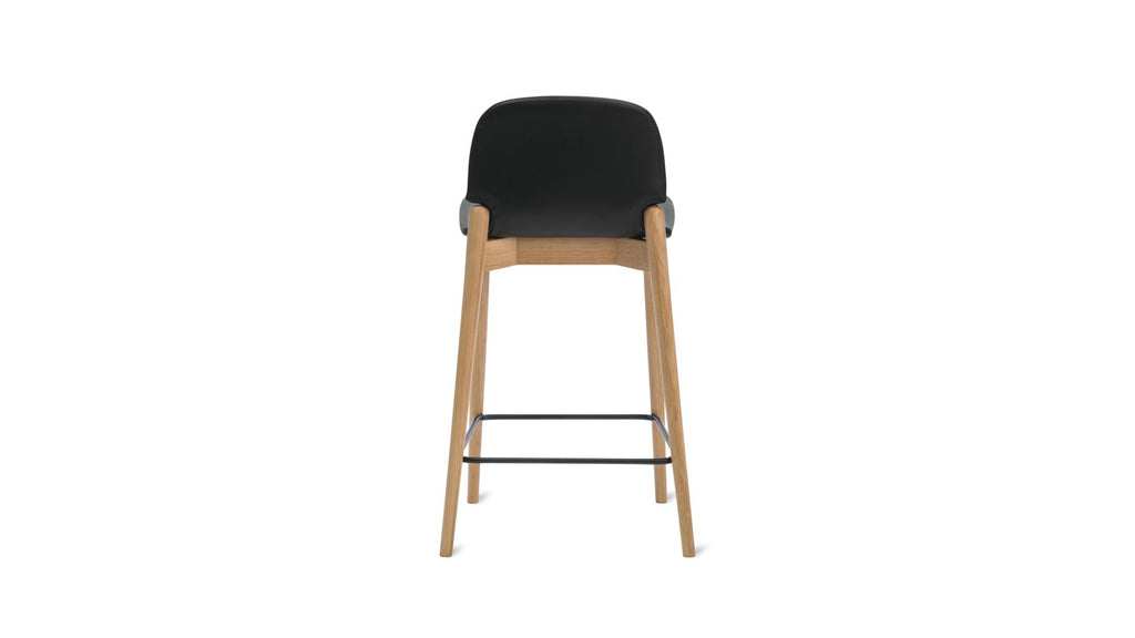 Tabouret de bar pour repas, chêne/cuir noir