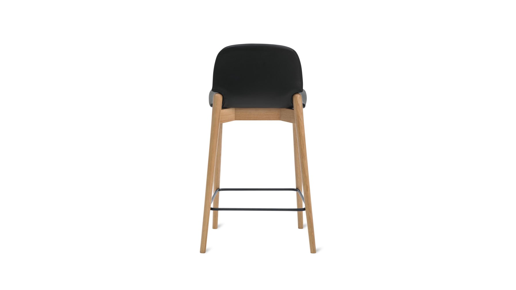 Tabouret de bar pour repas, chêne/cuir noir