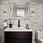 Applique murale moderne en métal Cabrera avec de belles tiges en verre transparent pour salle de bain, lot de 2