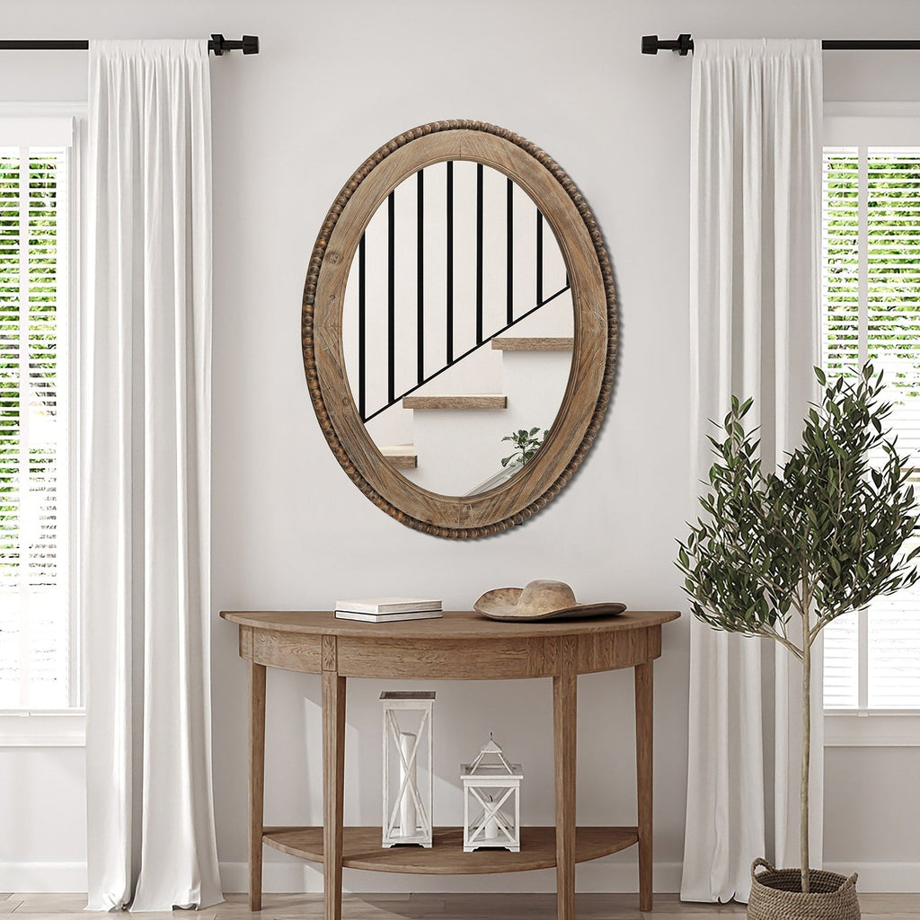 Miroir mural ovale de 81 cm avec cadre en bois Cameo, miroir mural de salle de bain - 31,89 H x 24 L x 1,26 P