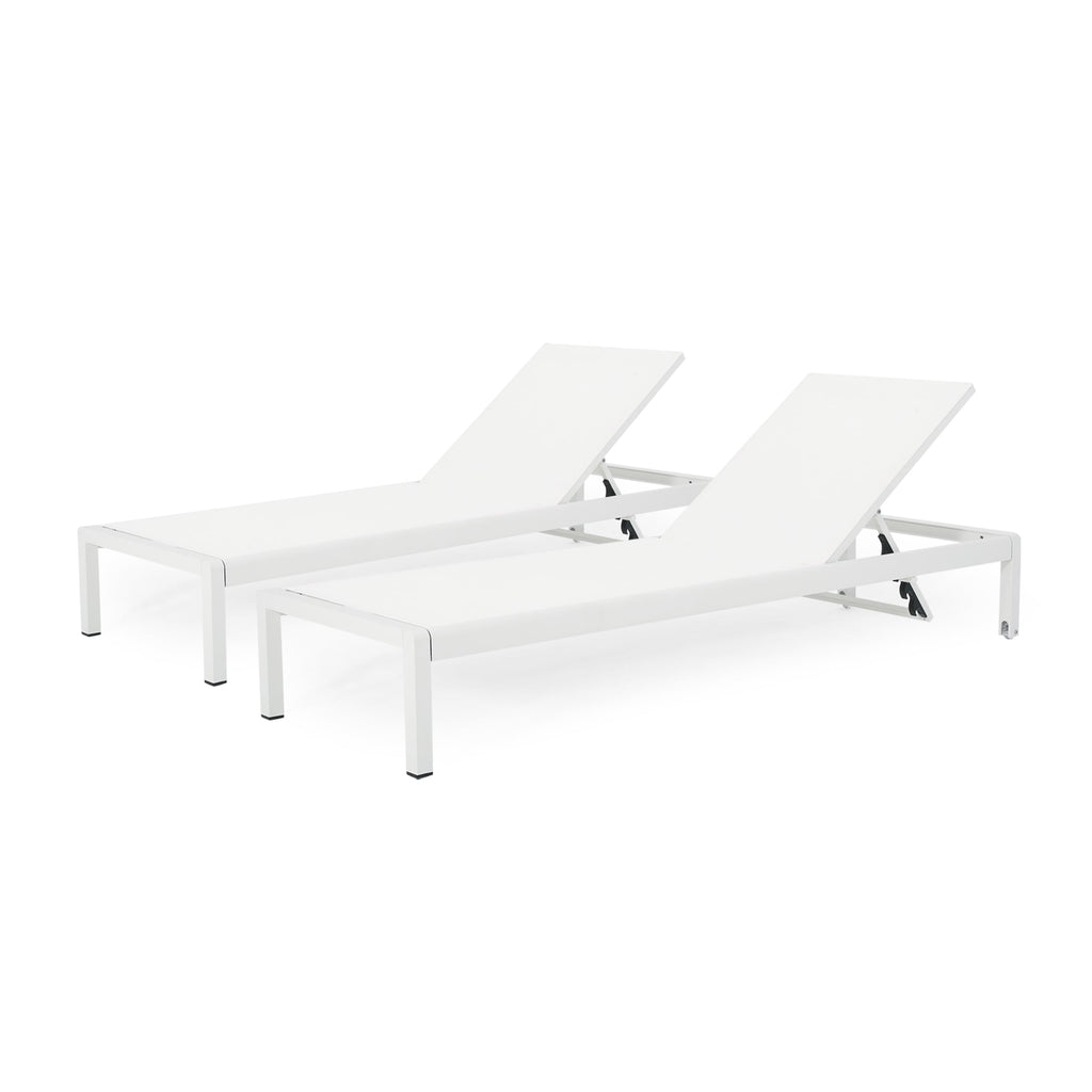 Chaise longue d'extérieur en aluminium Cape Coral (lot de 2) par Christopher Knight Home - 77,56 po x 25,20 po x 11,80 po
