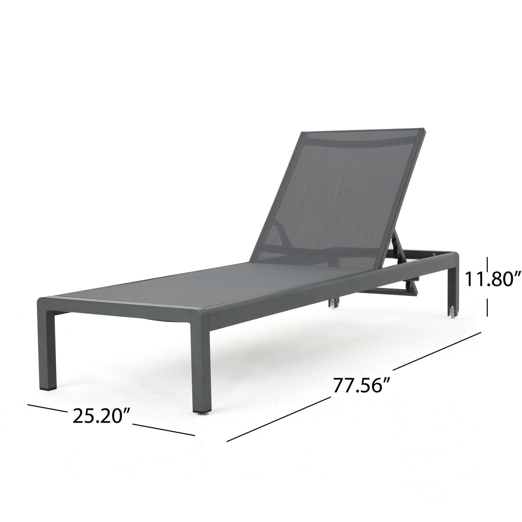 Chaise longue d'extérieur en aluminium Cape Coral (lot de 2) par Christopher Knight Home - 77,56 po x 25,20 po x 11,80 po