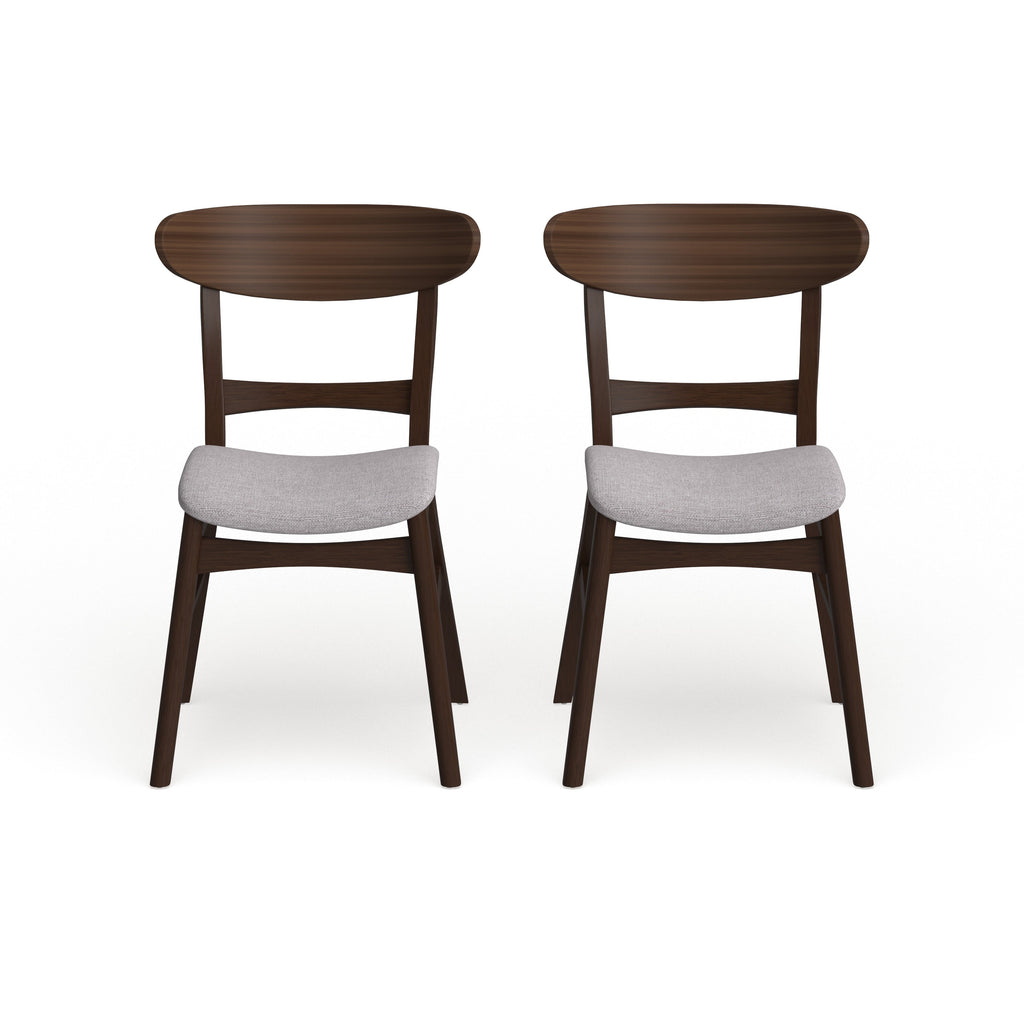 Chaise de salle à manger Abrielle en bois d'hévéa rembourrée de style milieu de siècle (lot de 2) par Christopher Knight Home