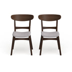 Chaise de salle à manger Abrielle en bois d'hévéa rembourrée de style milieu de siècle (lot de 2) par Christopher Knight Home