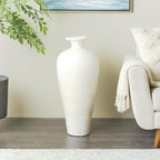 Grand vase décoratif de sol en céramique de forme amphore - Blanc - Roche River Decor